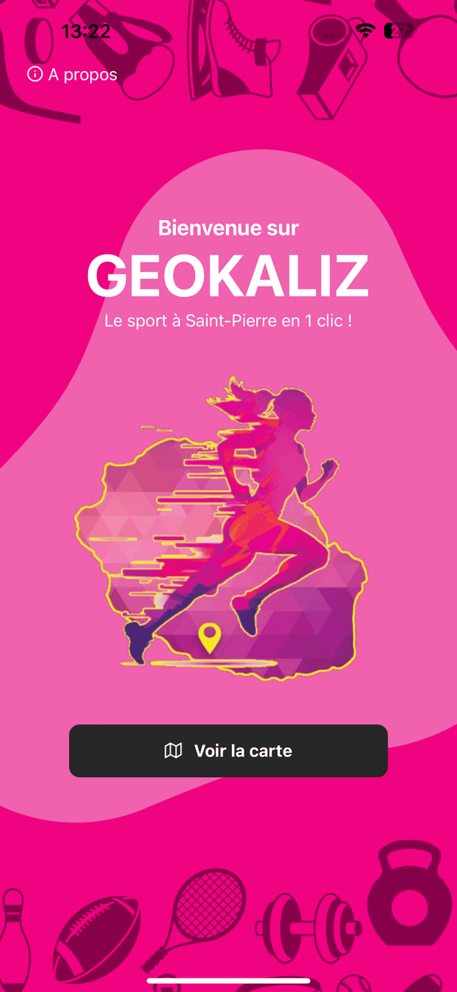 Capture d'écran du projet Géokaliz - Application de géocalisation de structure social et sportif.